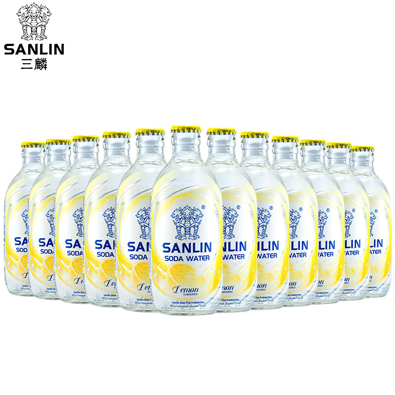 三麟无糖苏打水饮料整箱原味/白桃/海盐0糖0卡0脂气泡水335ml 柠檬苏打味汽水 335mL*12瓶