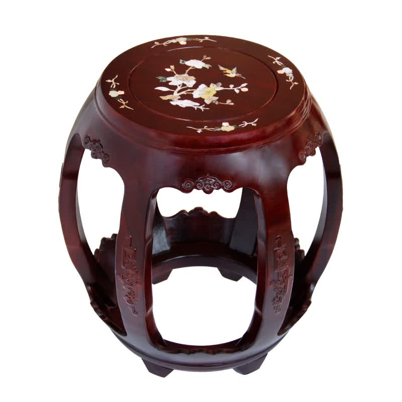 攀森红木家具 非洲花梨（学名:刺猬紫檀）鼓凳 实木圆凳 家用中式茶几矮凳换鞋凳坐墩圆凳子 贝雕大号高性价比高么？