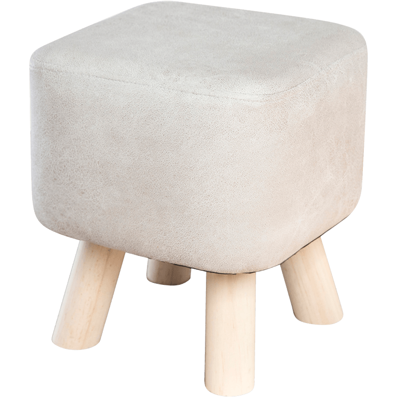 第一森林凳子家用实木腿时尚北欧创意方凳客厅矮凳网红懒人小板凳 大号 灰白色