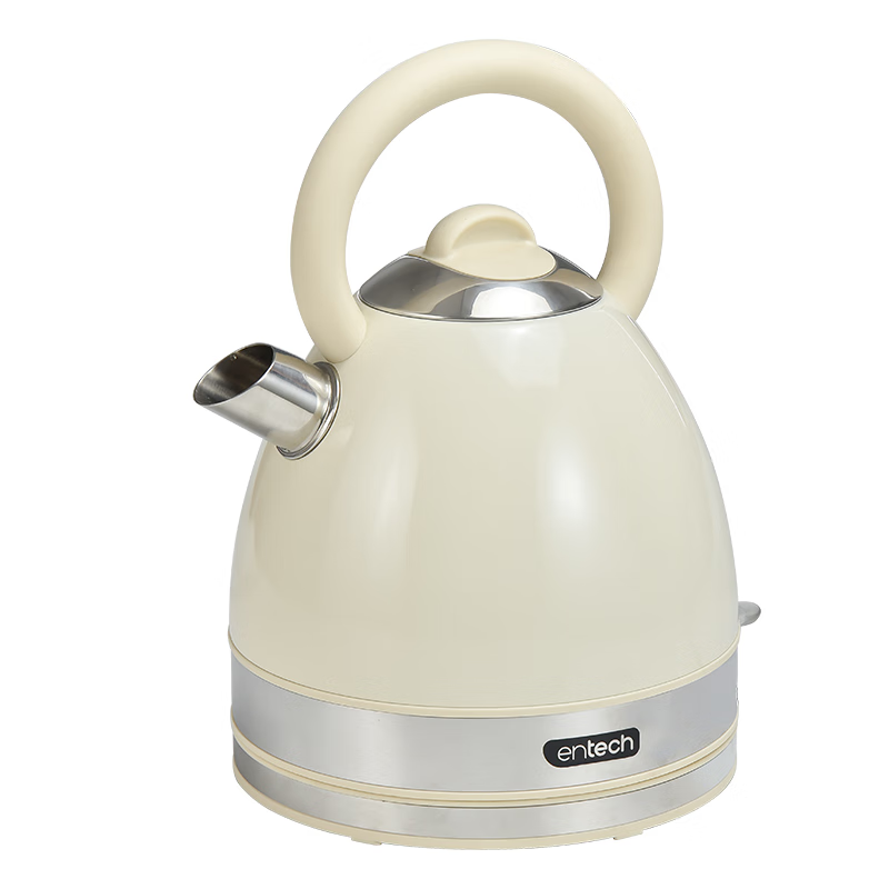 一特（EnTech）英伦复古1800W快速烧水壶家用高颜值高端电热水壶大容量分体式加厚304不锈钢电烧水自动断电防干烧 1.7L 线上款-奶油白（无水窗）