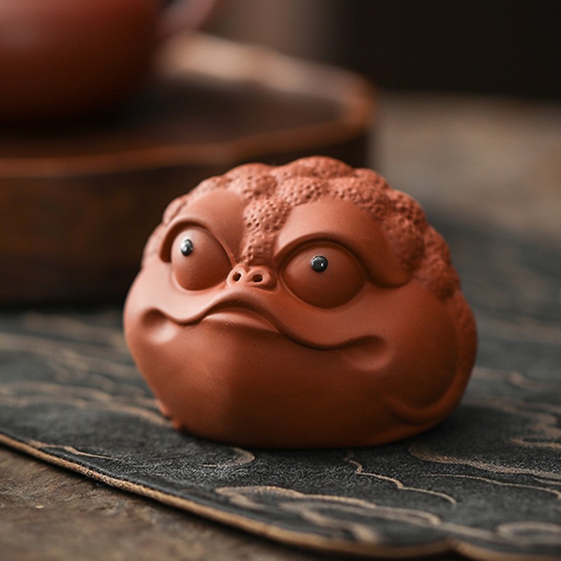 宇轩 紫砂金蟾茶宠掌中招财三足金蟾摆件手工可养茶玩茶艺创意手把玩