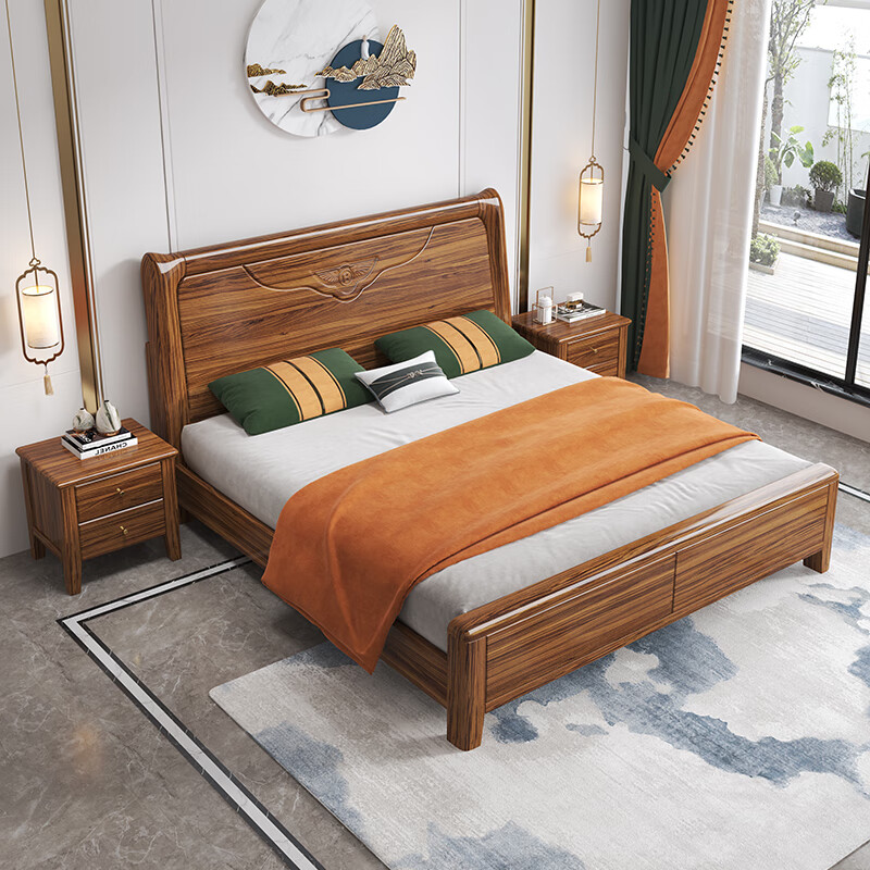 uhfr 乌金木床 实木床中式乌金木双人床主卧现代简约轻奢1.