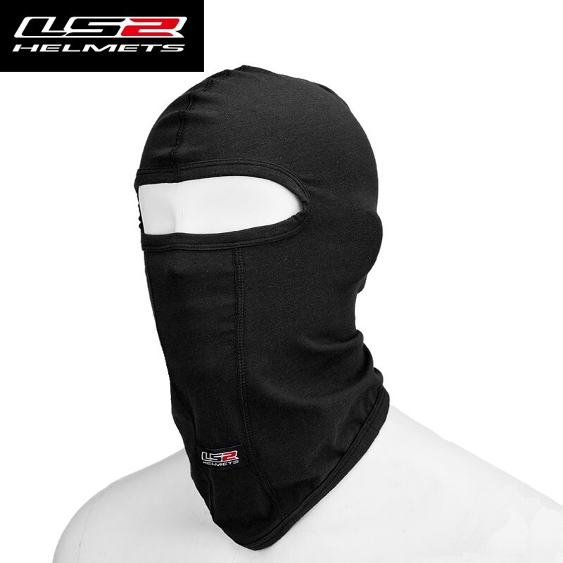 LS2摩托车头套头罩四季透气吸汗防风防晒摩旅面罩夏 黑色长款