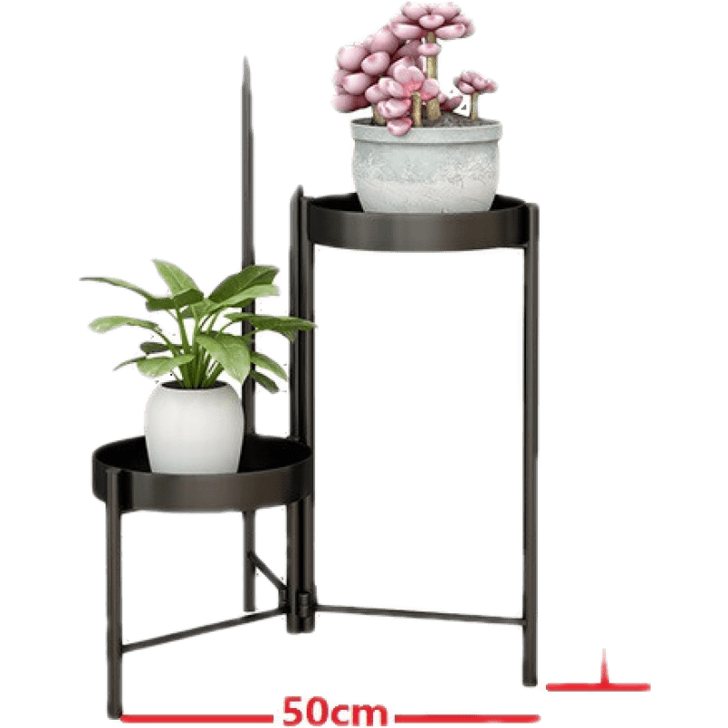 嘉际 花架铁艺阳台轻奢置物铁艺多层落地式绿萝多肉花架花盆架简约 三层【黑色】高90cm