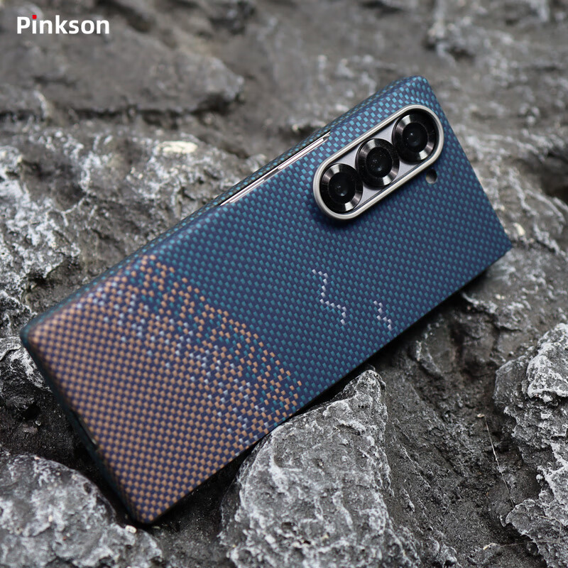 Pinkson三星zFold6凯夫拉手机壳芳纶碳纤维保护套W25超薄轻铰链磨砂硬壳防摔商务新款高档简约男士女散热 【碧海金沙】提花编织工艺 【后盖】三星W25或ZFold6