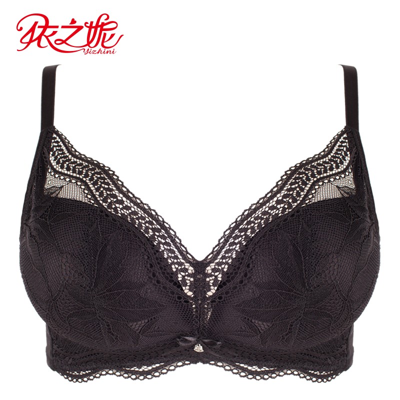 依之妮文胸0压舒适无钢圈中厚3排扣集中上托塑型调整内衣536j8a2 黑色