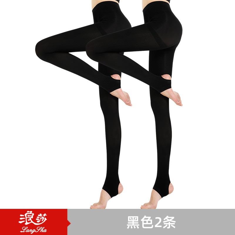 浪莎(langsha)丝袜女120d踩脚连裤袜女防勾丝天鹅绒中厚款 【黑2】