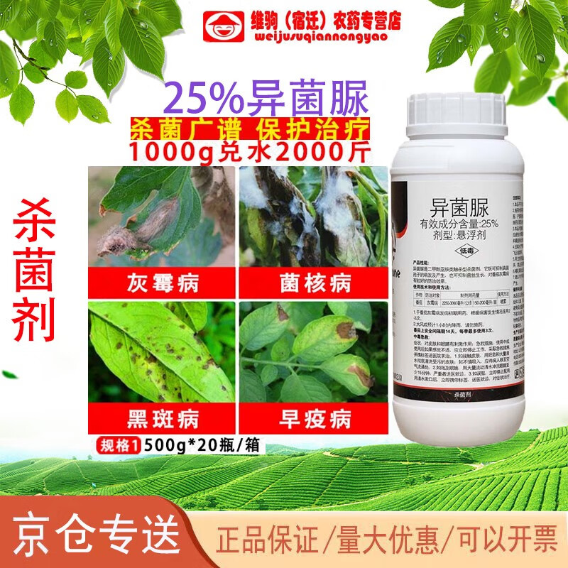 异菌脲葡萄月季果树灰霉病斑点病叶斑菌核病晚早疫病农药杀菌剂 500g