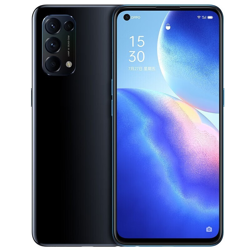 OPPO Reno5 K 5G手机全网通 65W闪充 6400万四摄 oppo reno5k 月夜黑 8+128GB