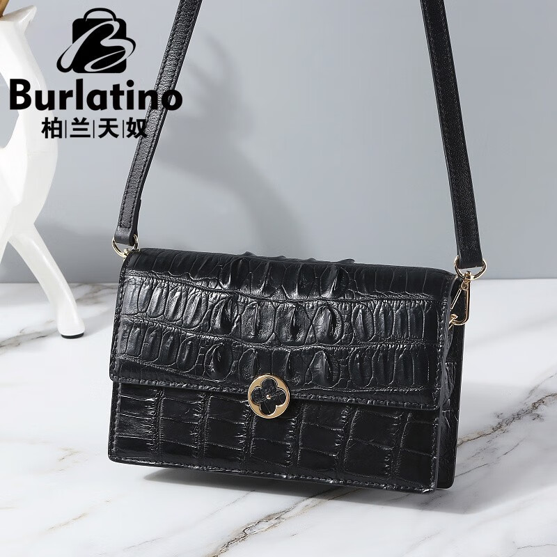 burlatino t轻奢品牌鳄鱼皮包包女包真皮百搭单肩斜挎包时尚小方包女