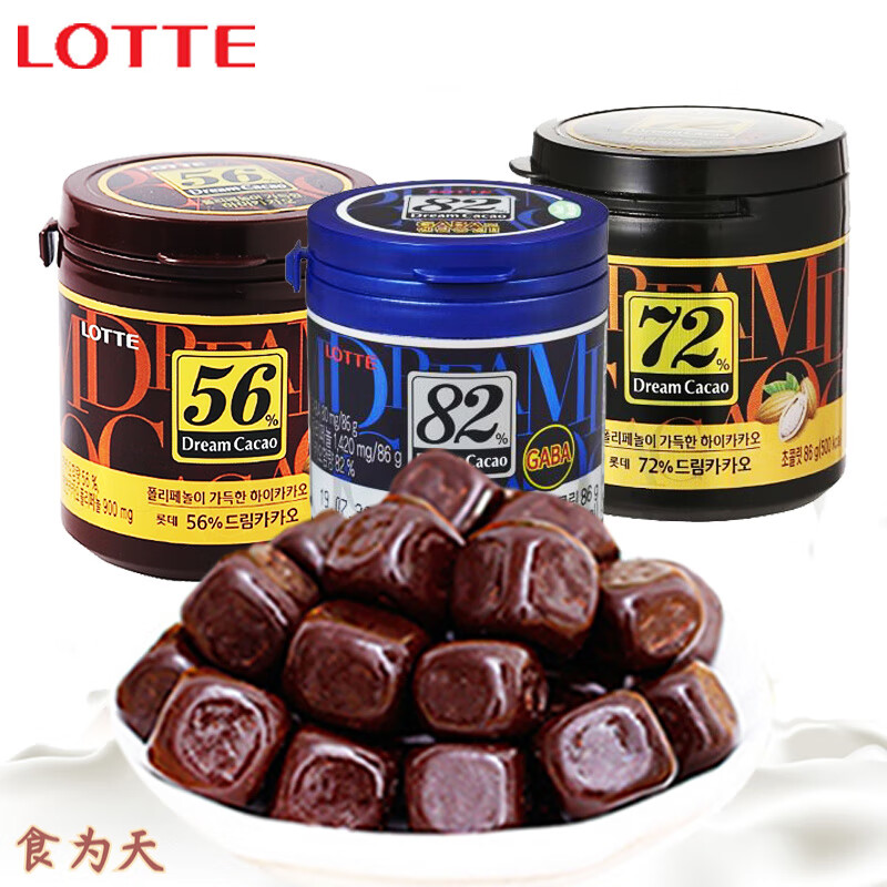 樂(lè )天韓國食品進(jìn)口零食72%巧克力86g*6罐56脆米夾心82%可可豆 82%巧克力86g*6罐