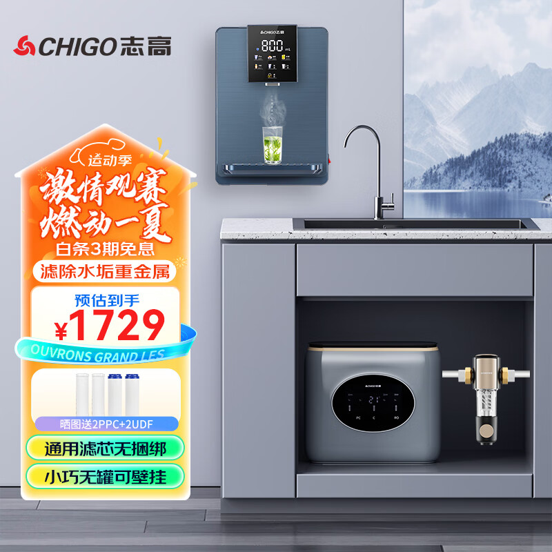 志高(chigo) 净水器家用通用滤芯纯水机600g反渗透厨房厨下台式直饮机