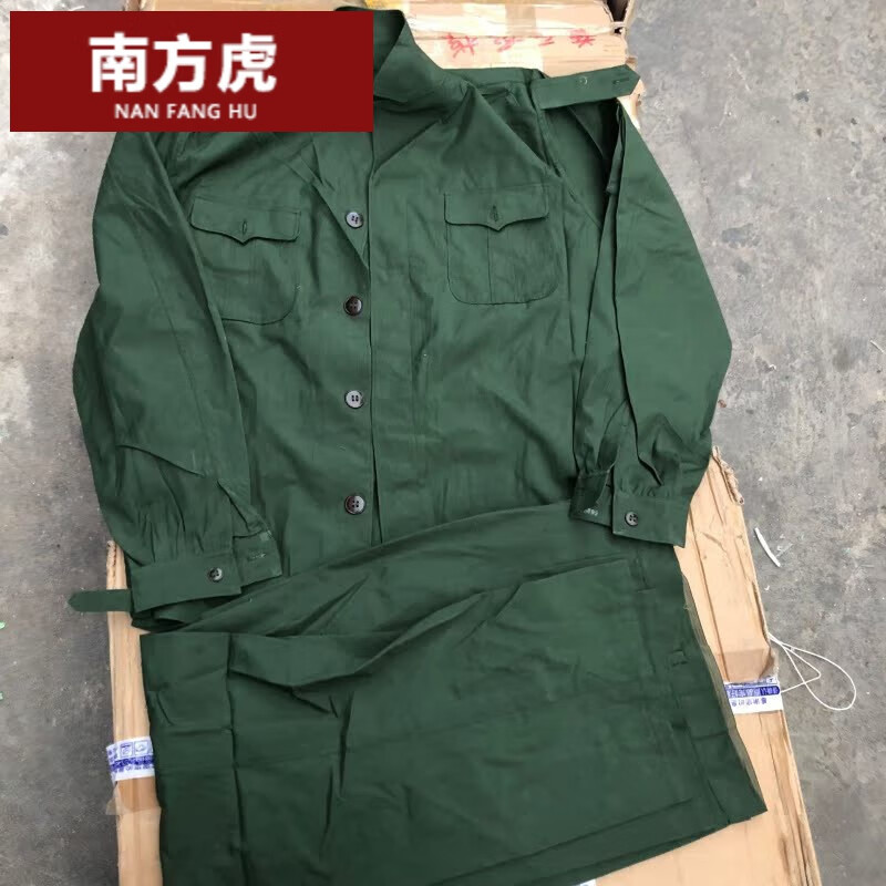 老式季工作服的确良面料绿色夹克式套装老款收藏 87橄榄绿作训 1型2