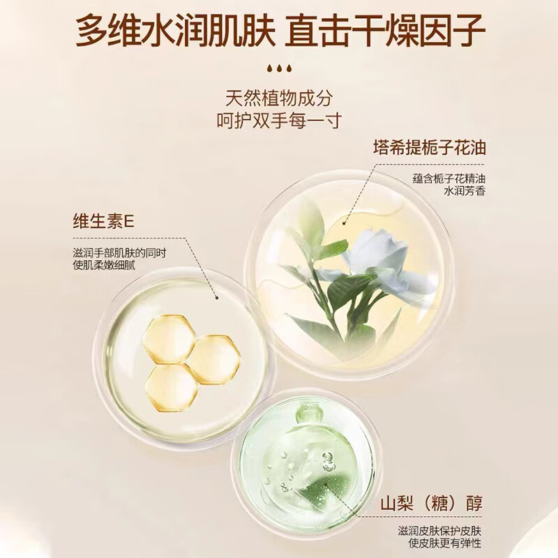 媛后栀子花精油香氛维E尿素护手霜秋冬补水保湿滋润持留香久润手霜 栀子花精油维E护手霜300ml*2