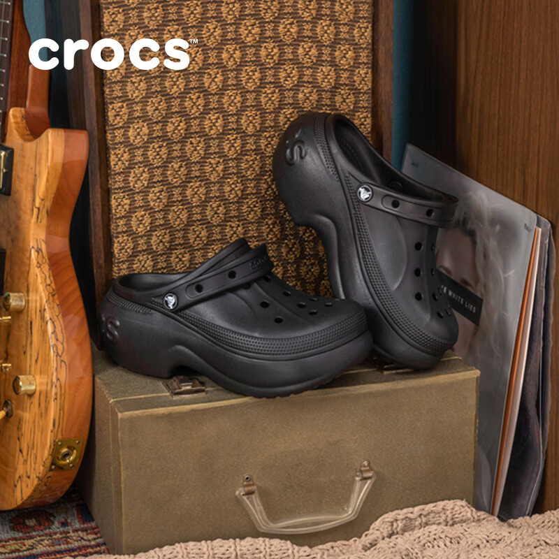 卡骆驰（CROCS）贝拉洞洞鞋沙滩鞋包头女鞋厚底拖鞋|210062 黑色-001(含智必星） 37 (230mm) 38