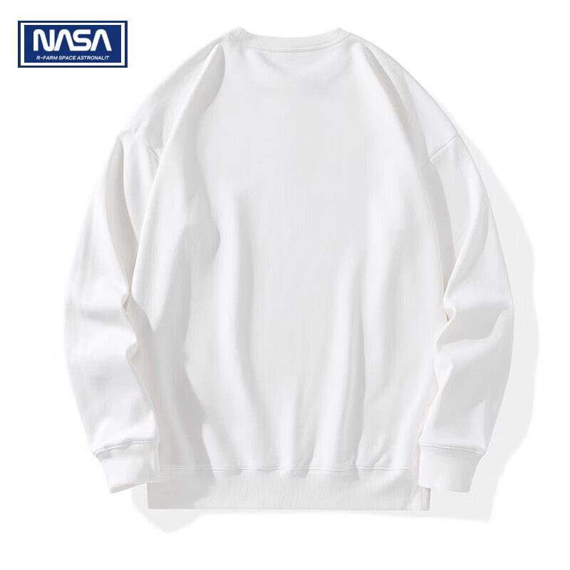 NASAR-FARM 宽松卫衣男纯色精梳棉重磅加绒加厚春秋季男女同款情侣打底衫潮 常规卫衣-02-白色 XL （130-145斤）