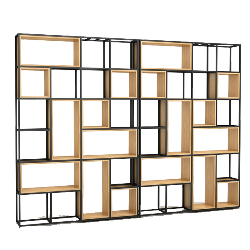 精甄 办公室屏风隔断博古架 loft工业风复古双面屏风办公室餐厅玄关格子架美式铁艺隔断墙书置物架 提供定制定做(要先联系客服改价,非商品价)