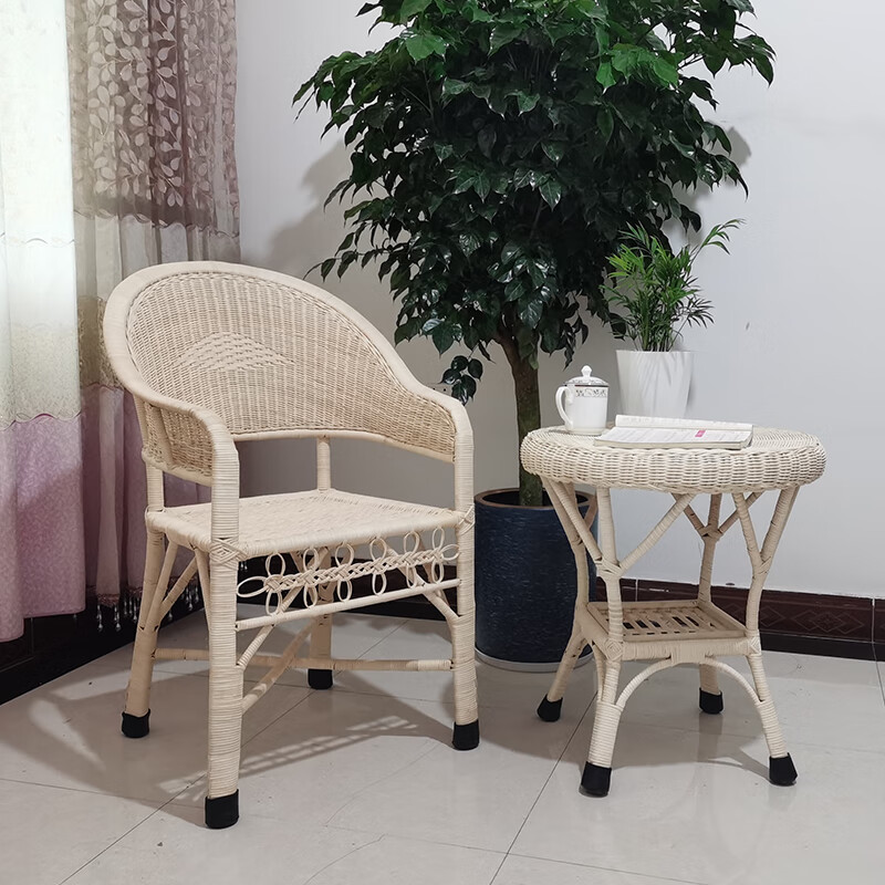 单人靠背植物真藤椅子家用休闲椅阳台户外露台纳凉老人靠背扶手椅 单