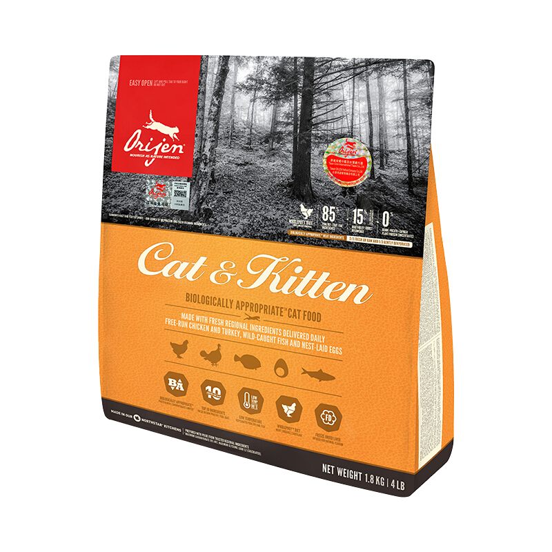 渴望猫粮Orijen加拿大进口无谷鸡肉鱼配方成猫幼猫全猫粮 渴望鸡肉味1.8kg