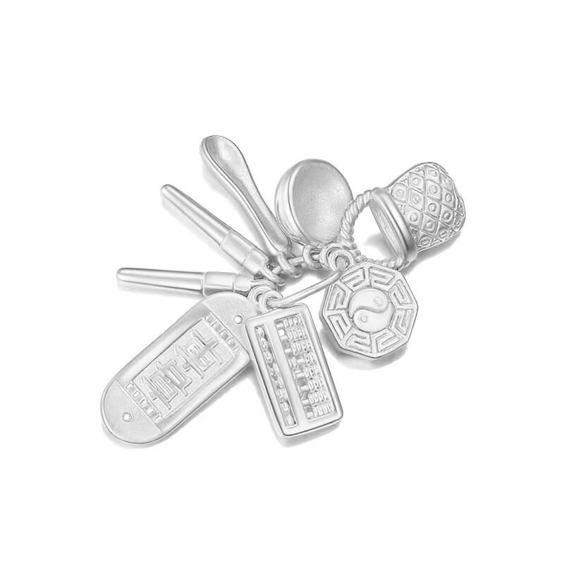 郎恋999足银3d硬银吉祥七宝吊坠宝宝儿童挂件车挂满月周岁生日礼 吉祥