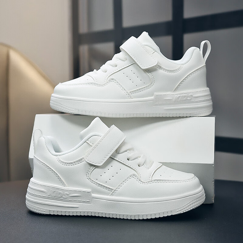 贝天熊童鞋男童鞋新款儿童运动鞋子网面透气经典校园小白鞋百搭休闲 BZX2401白色【秋冬革面】 27码 内长17.2/脚16.2