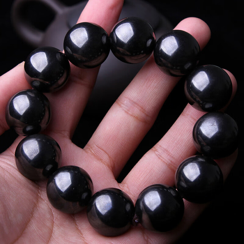 天然陨石手链佛珠手串男女款富镍高碳稀有碳质黑钻宇宙能量石 10mm