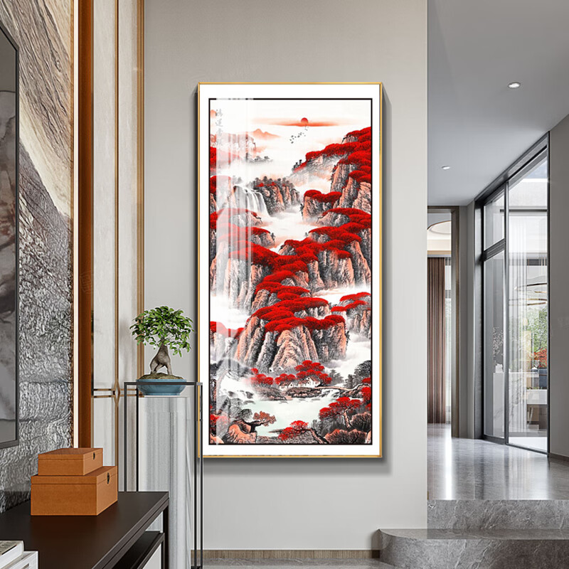 (鸿运当头,聚宝盆)金色框a款 50x100cm(高清微喷纹理)