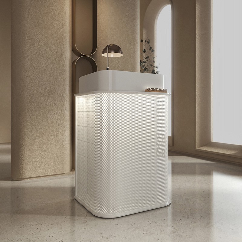 尚邦众匠坊收银台美容院店铺小型网红吧台酒店发光迎宾台公司弧形前台