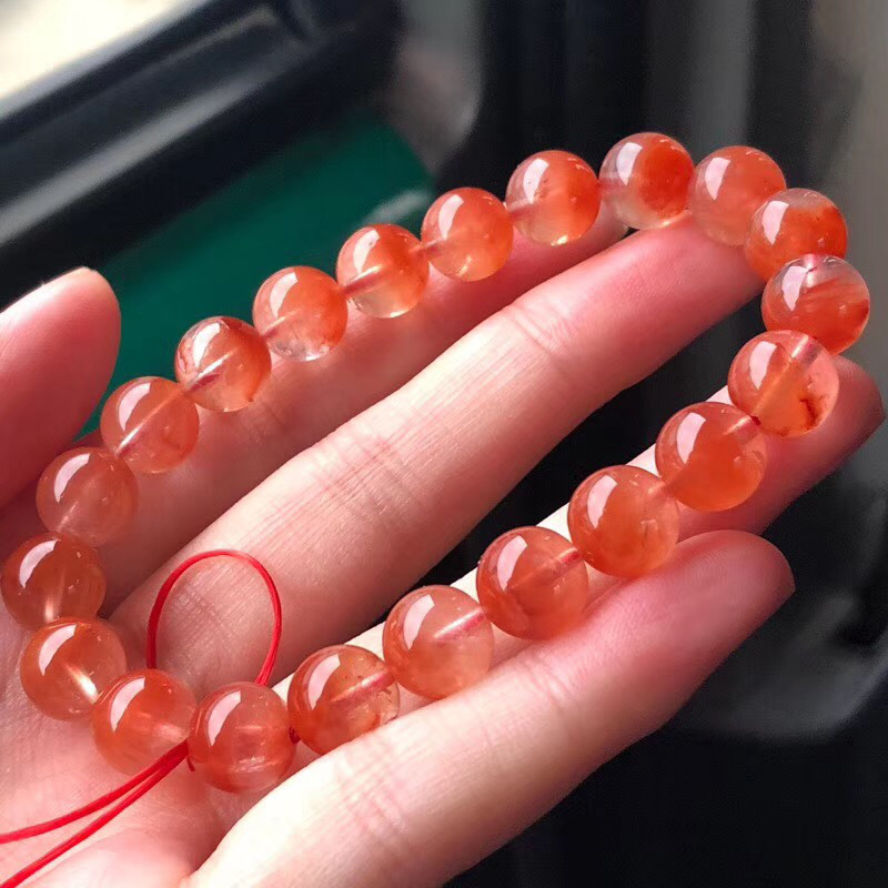 千弗天然红兔毛手链 红水晶单圈手串 糖果色颜色红 9mm红兔毛单圈 红