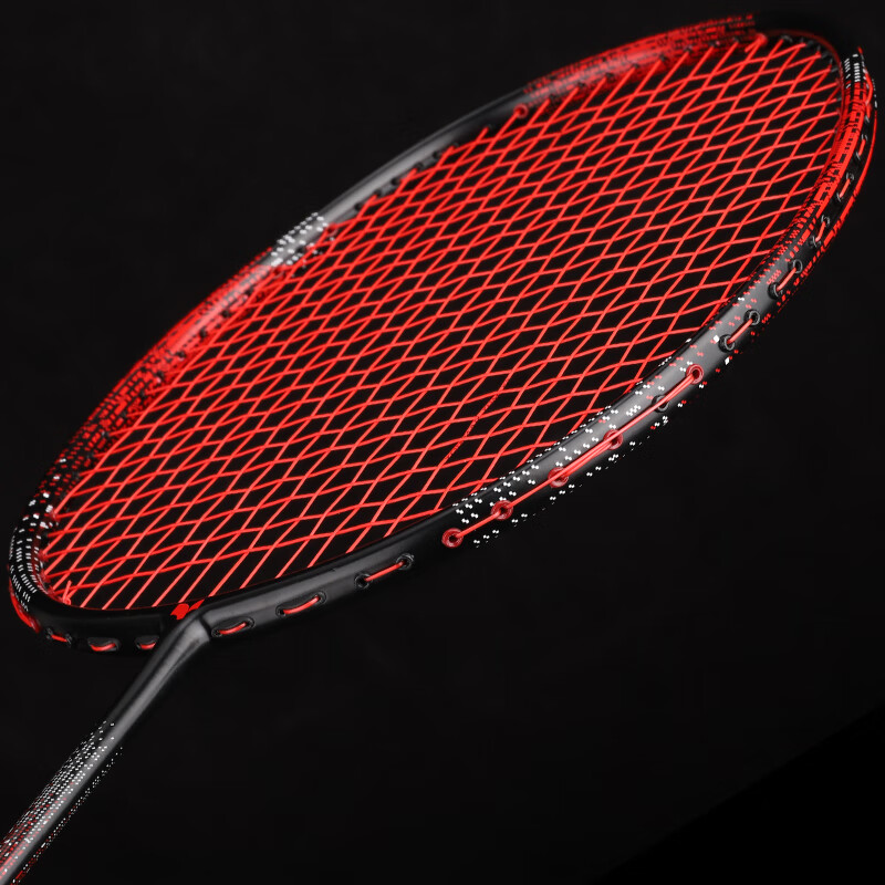 尤迪曼黑红羽毛球拍全碳素超轻8U单拍1支装(已穿线25磅）	