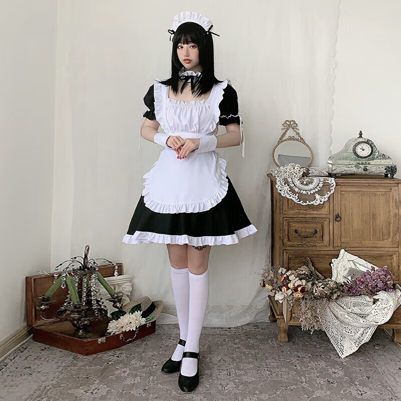 角色扮演女日系可爱制服套装缘之空春日野穹cosplay动漫黑白女仆装