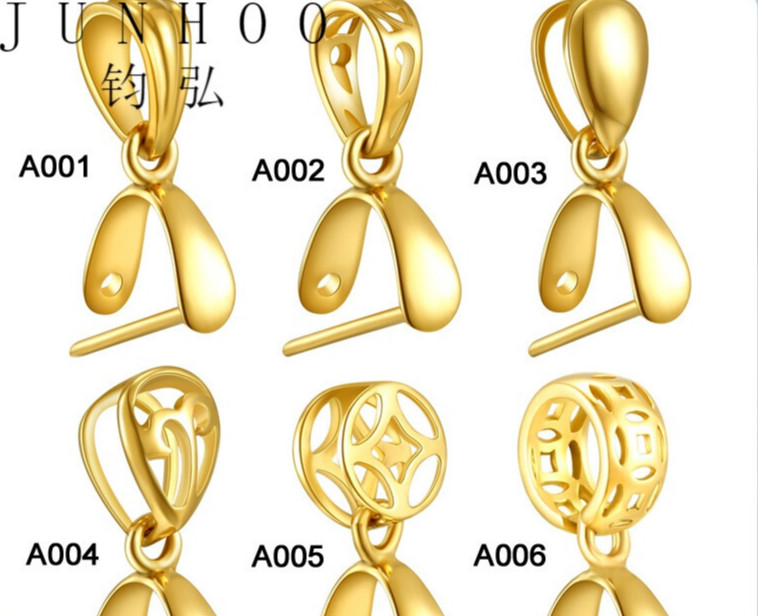 扣镶嵌夹扣瓜子扣翡翠扣项链吊坠扣配件情人节礼物 18k黄金 a001_中号