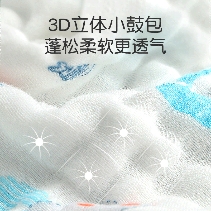 贝谷贝谷浴巾儿童洗澡巾新生儿吸水6层纱布包巾婴儿浴巾抱被新生宝宝包被 110*110cm森林象