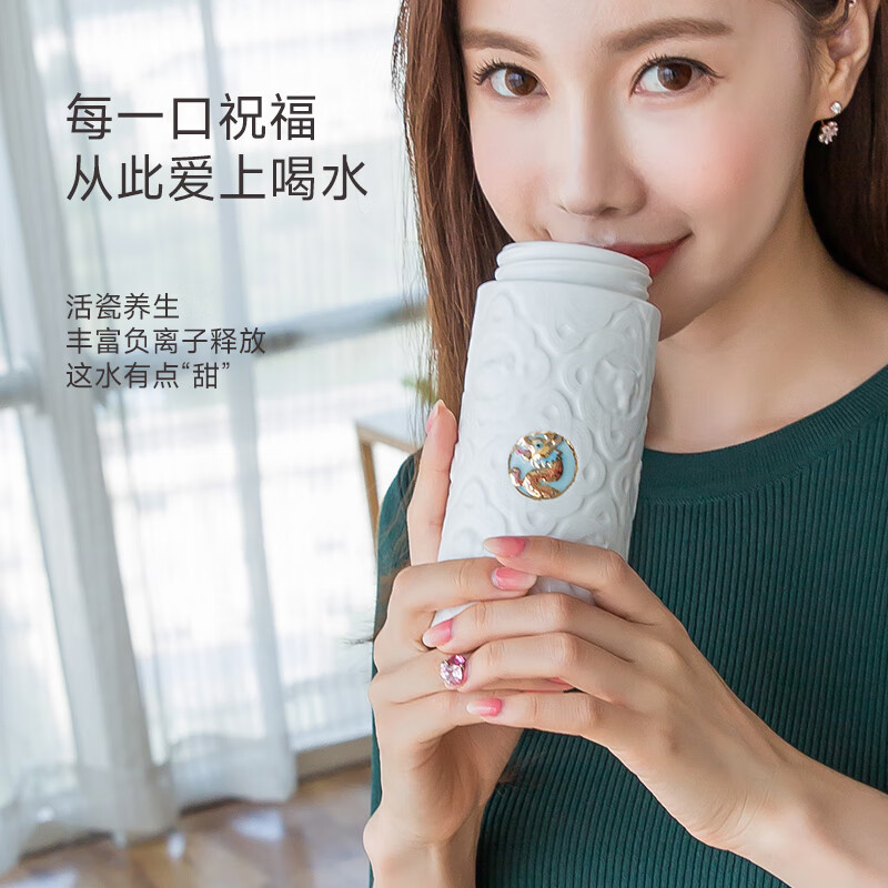 乾唐轩活瓷【中秋送礼】十二生肖水杯咖啡杯陶瓷杯茶杯女生送礼定制刻字 猪 牙白·彩釉·手工描金