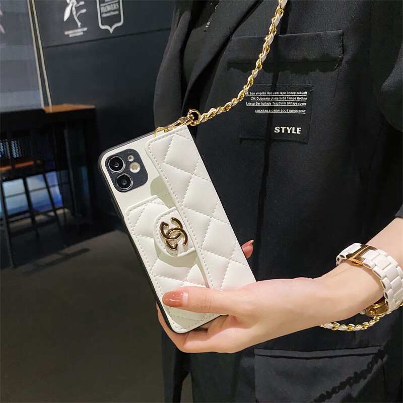 情侣兔华为nova15手机壳14活力版11/10斜挎背带13pro插卡7por零钱包6se轻奢5ipro小香风包9pro可装卡  白皮链条斜挎 其他型号请备注