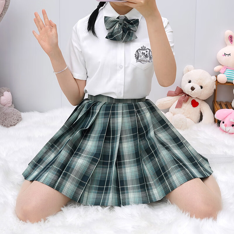 十字银河制服馆原创jk短裙正版秋季少女高校学生百褶裙套装全套 林中