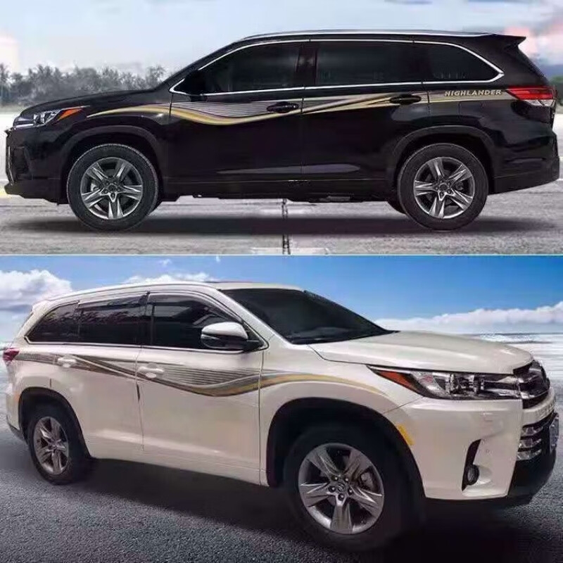 适用于2020新款丰田汉兰达车身腰线拉花彩条个性改装汽车贴纸 款式一