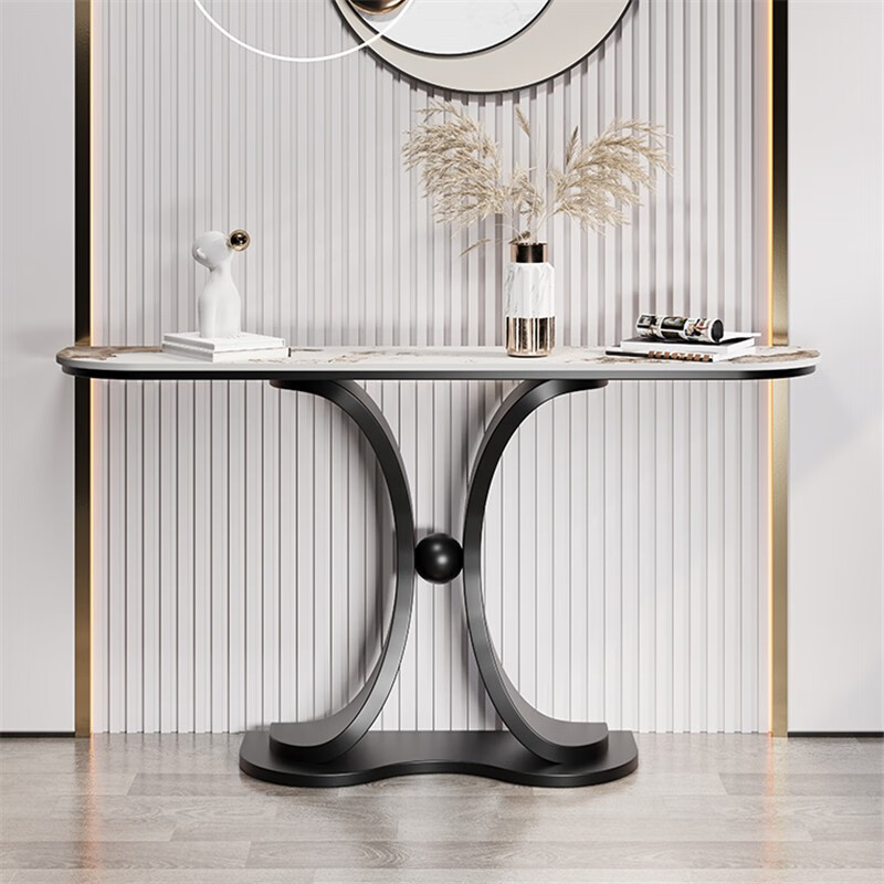 玄关台端景台简约现代入户玄关柜 黑架子 潘多拉 长宽高80*30*80cm