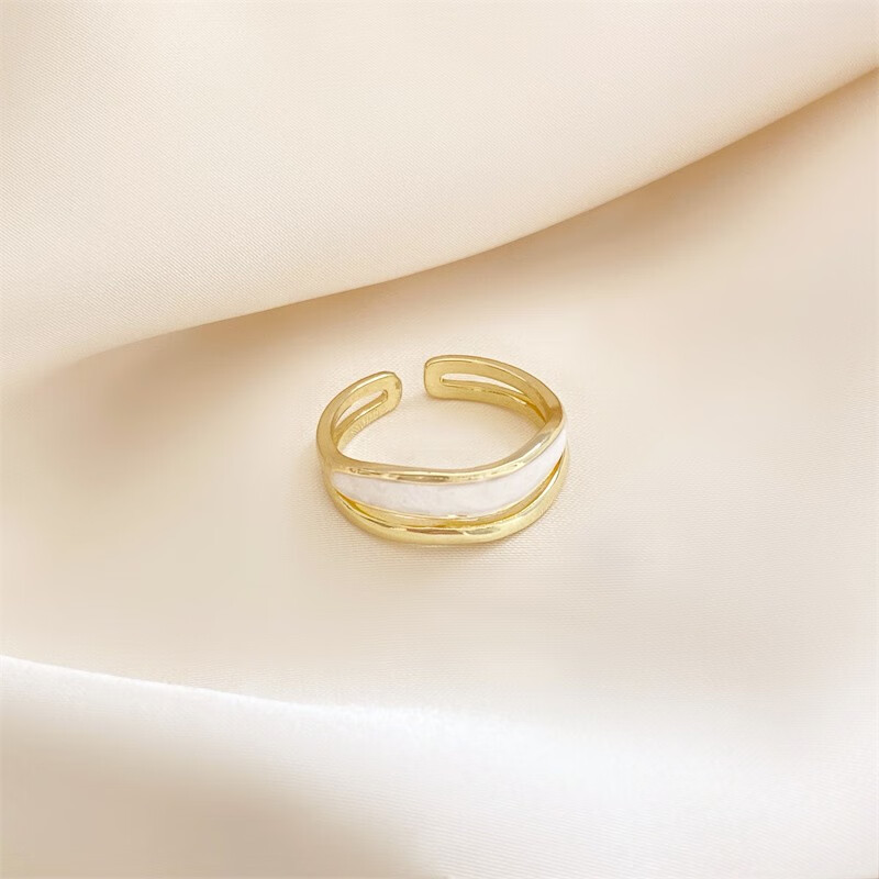 snqp女小众设计感不掉色2023年新款潮可调节 白贝母双层戒指