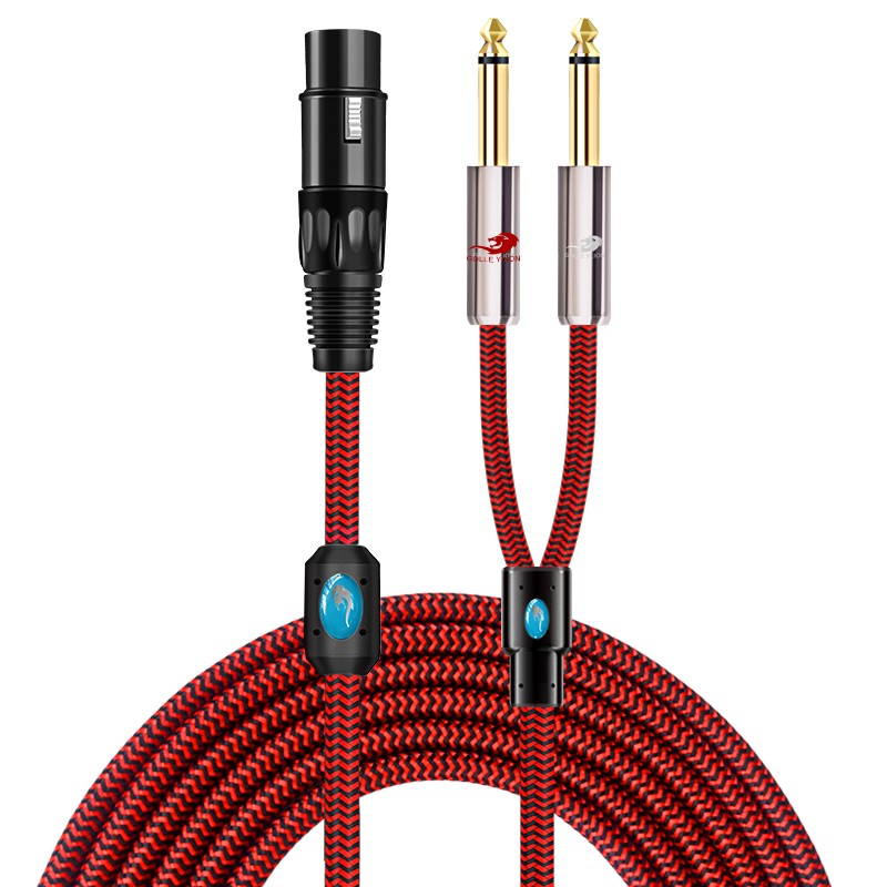 戈利狮(golle ylion) 卡农母转双6.5大二芯音频线 卡农一分二双6.35效