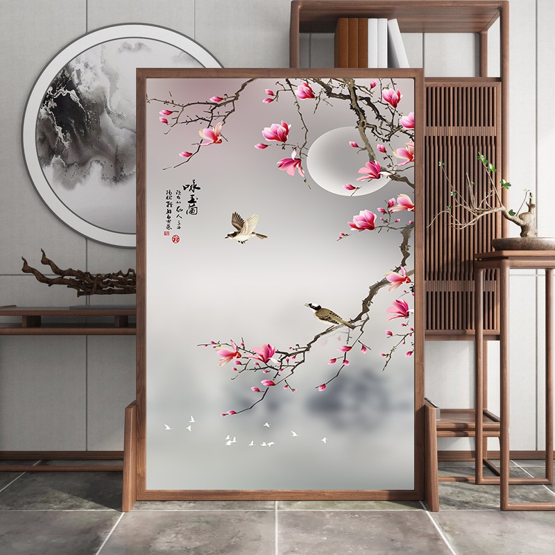 缘古屋实木新中式屏风隔断客厅正对入户卧室办公室卫生间门遮挡玄关墙