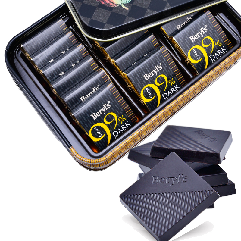 马来西亚进口 倍乐思Beryl's高纯99%黑巧克力礼盒 520送女友生日礼物108g