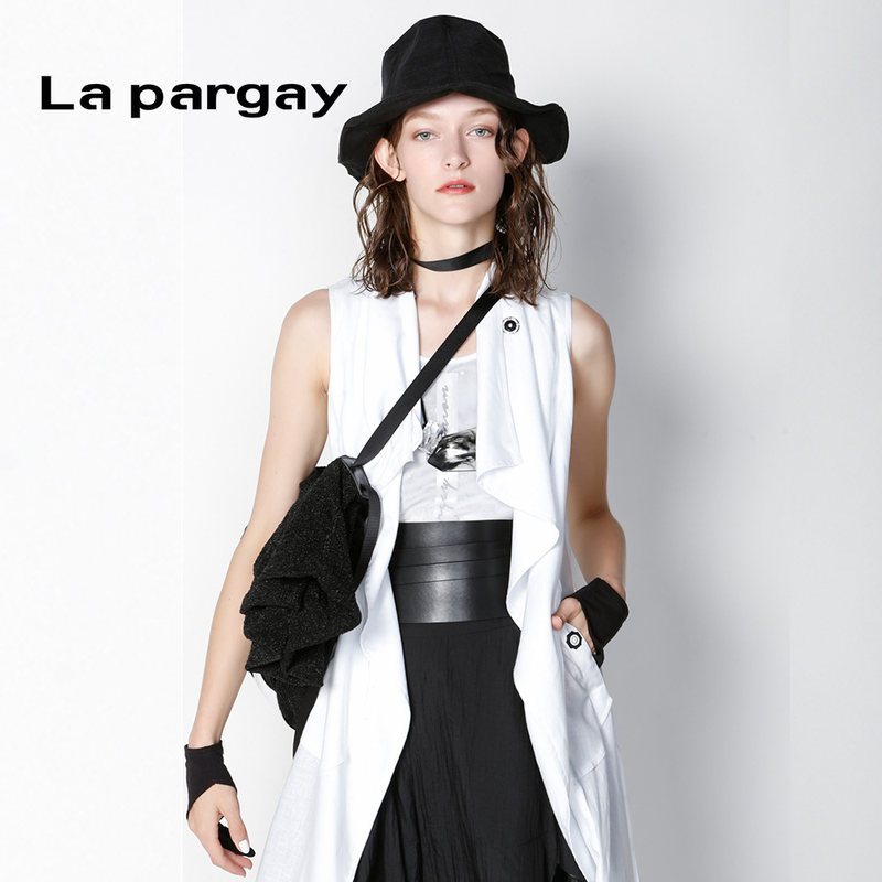 lapargay纳帕佳新款春夏季黑白吊带背心小众上衣外穿设计感修身 白色