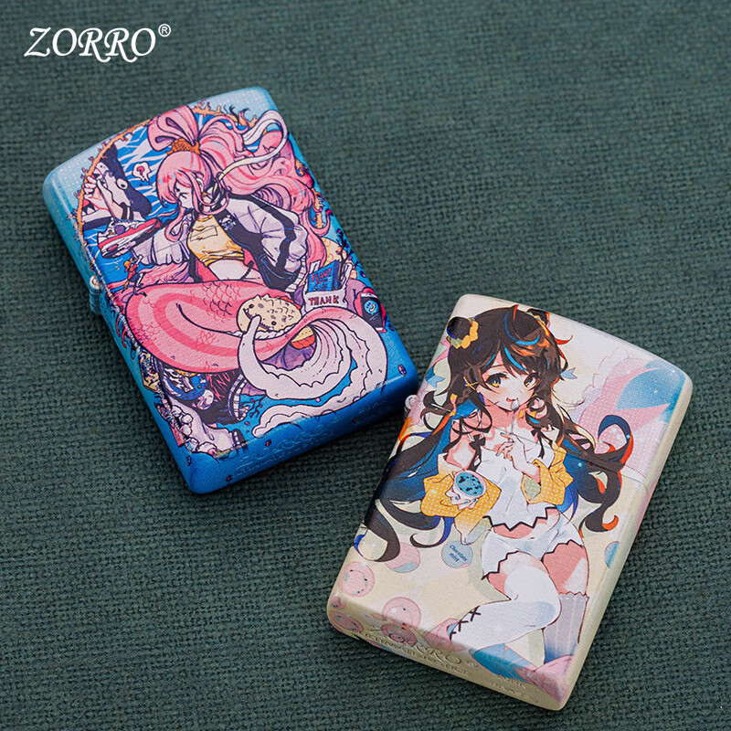 佐罗煤油打火机国潮彩漆萝莉女孩复古砂轮防风创意男士生日礼物 萝莉少女（标准版）