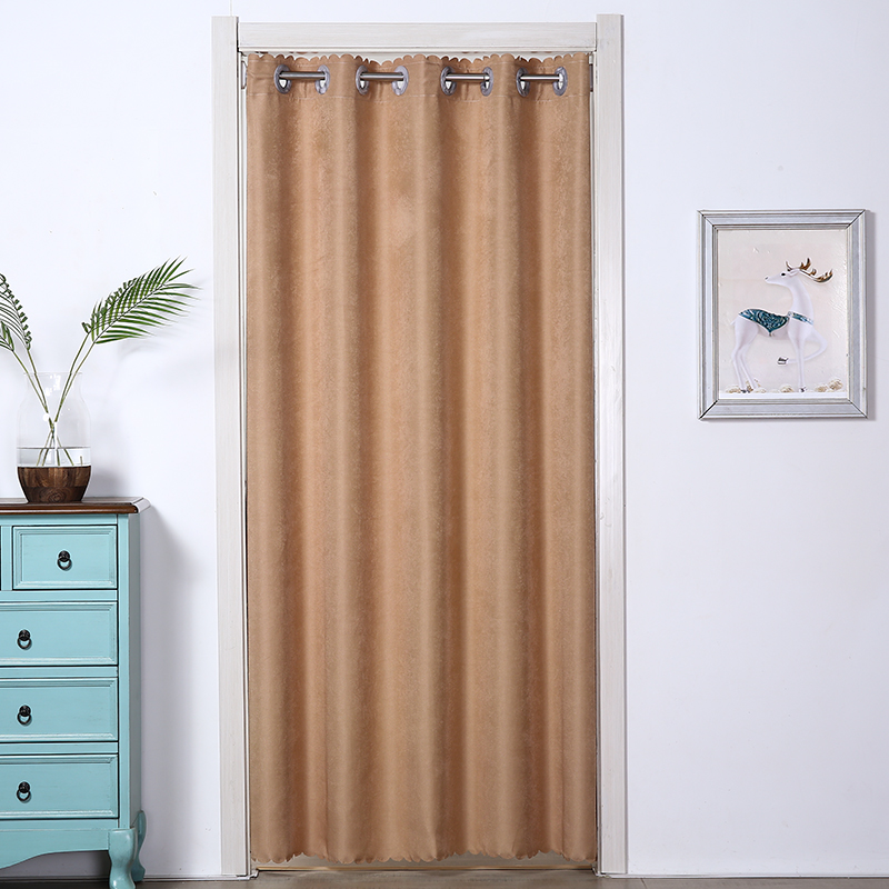 爱巢鸟 布艺门帘隔断帘免打孔空调帘卧室厨房卫生间家用挂帘遮挡帘子 咖啡色(打孔式)  帘宽150*高200cm/配杆75-110cm 京东折扣/优惠券