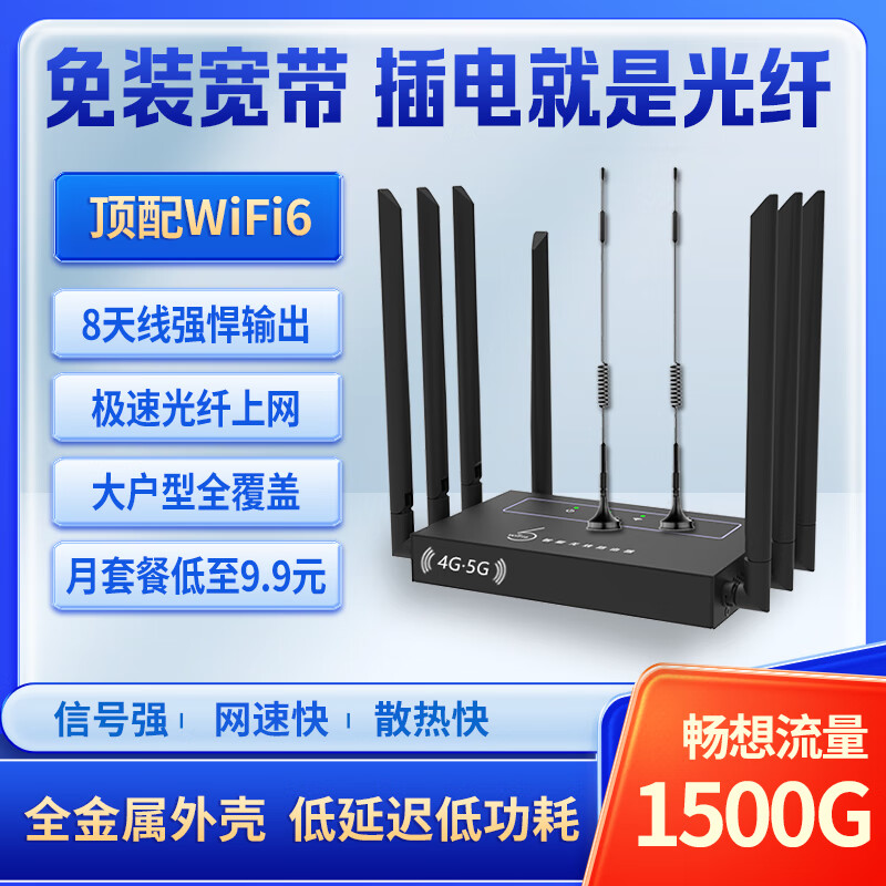 祝余【30天免费试用】祝余移动无线路由器随身wifi宽带4g上网卡全网通办公家用监控摄像头工业级网络 【全新极速版】企业/家用8天线路由器（WiFi6）