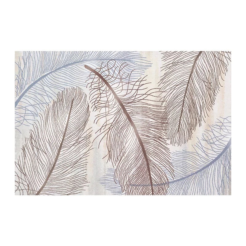 北欧式简约卧室地毯床边毯 厨房浴室防滑地毯 浅棕树叶 80cmx160cm