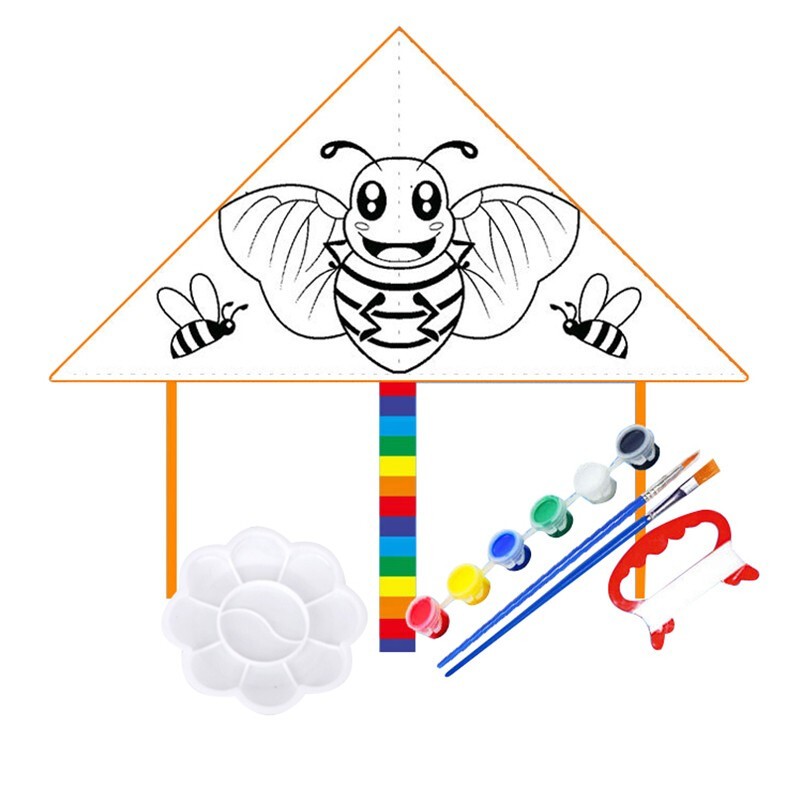 风筝学校教学制作材料包空白填色微风易飞户外玩具 蜜蜂(赠颜料 画笔