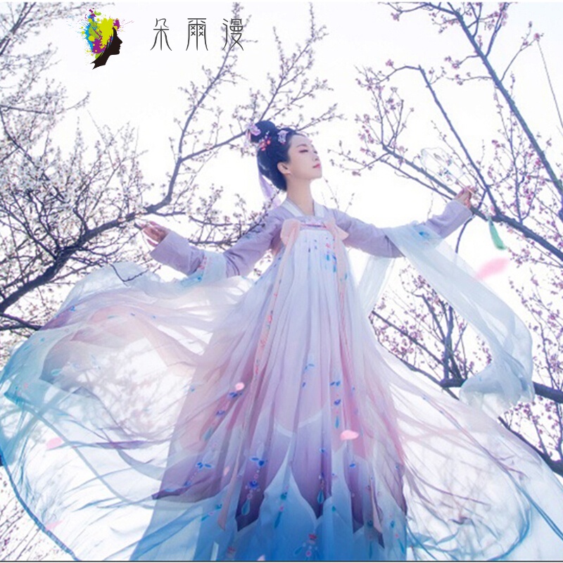 新款古风日常装女生锦鲤裙少女学生汉服女士齐胸襦裙汗服女古装舞蹈大