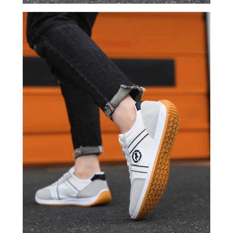 鲁伊森英伦班纳男鞋飞行员空调鞋透气休闲鞋男士运动板鞋子 白色 39